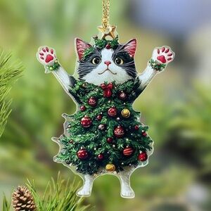 NWT Tuxedo Cat Acrylic Ornament - Double Sided
